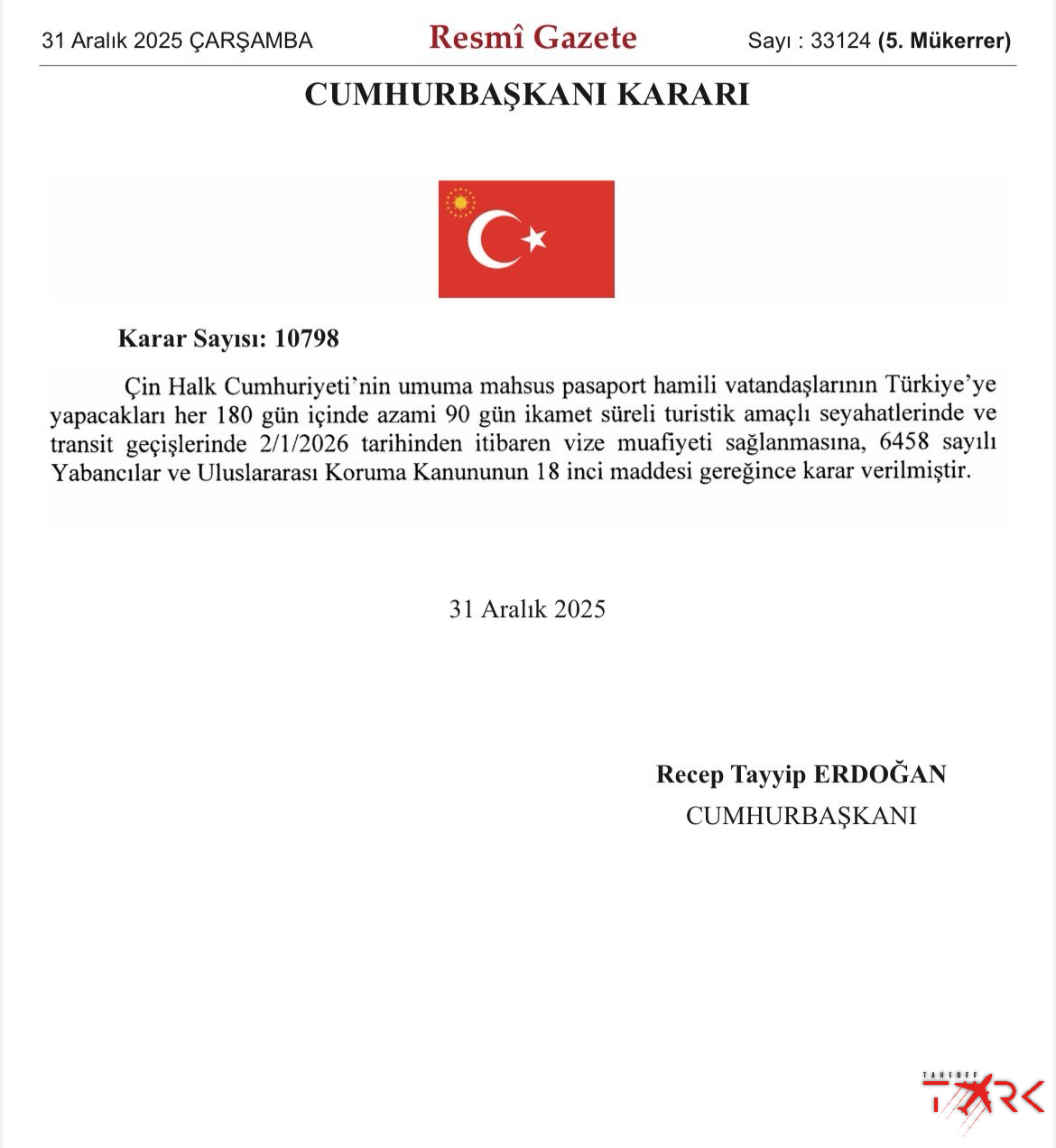 Çin Vatandaşlarına Türkiye’ye Vizesiz Seyahat İmkânı