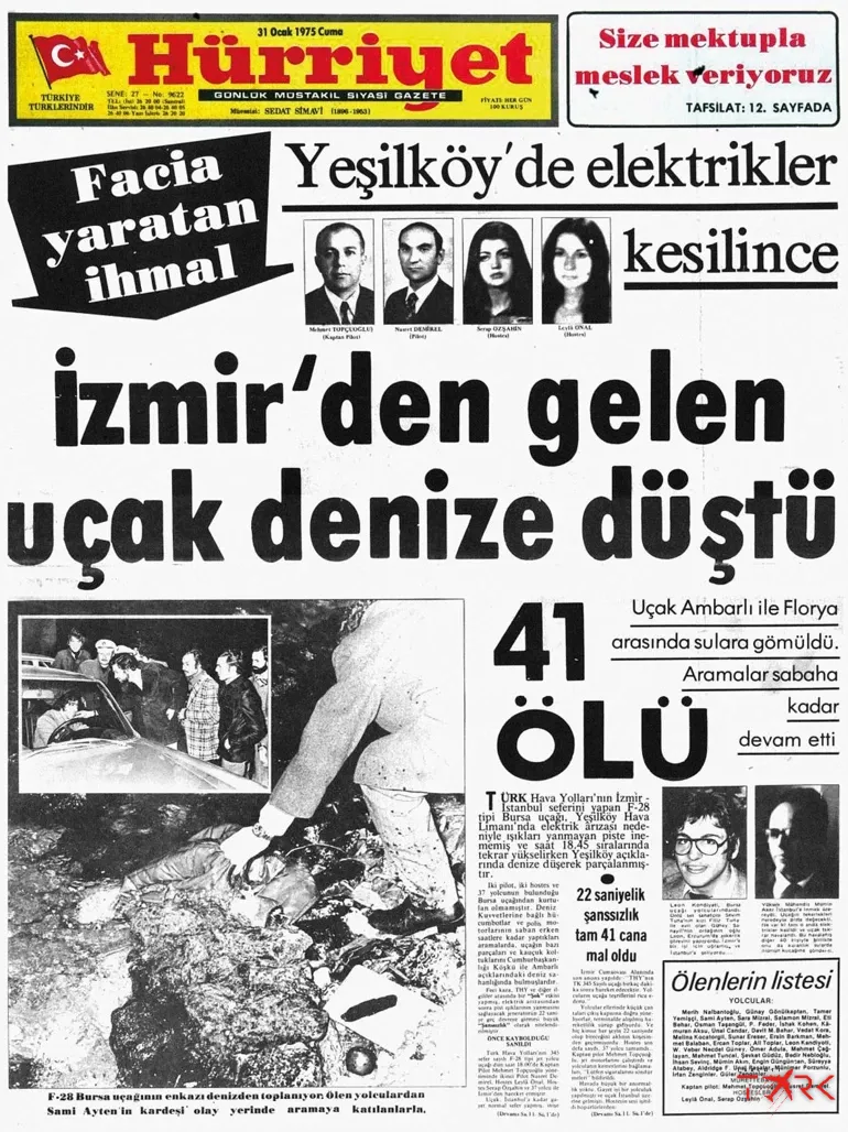 📅 Tarihte Bugün | 30 Ocak 1975: Marmara Denizi’nde Sonlanan Bir Uçuş